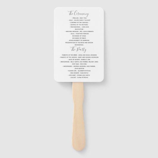 Éventail Programme de mariage de script bleu marine (Dos)