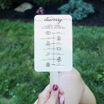 Éventail Programme de mariage de script classique et chrono<br><div class="desc">Votre invité sera ravi de lire tous les détails de votre mariage sur ces adorables programmes de fans Mariages! Modifiez facilement la chronologie des icônes pour tenir compte d'une variété d'événements. Il y a des icônes cachées que vous pouvez déplacer et ajuster n'importe où sur la chronologie. Ajoutez ou supprimez...</div>