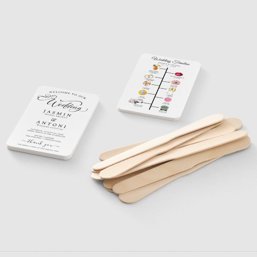 Éventail Programme de mariage de script classique et chrono (Non-assemblé)