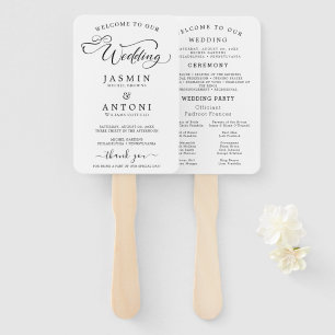 Éventail Programme de mariage de script classique et chrono