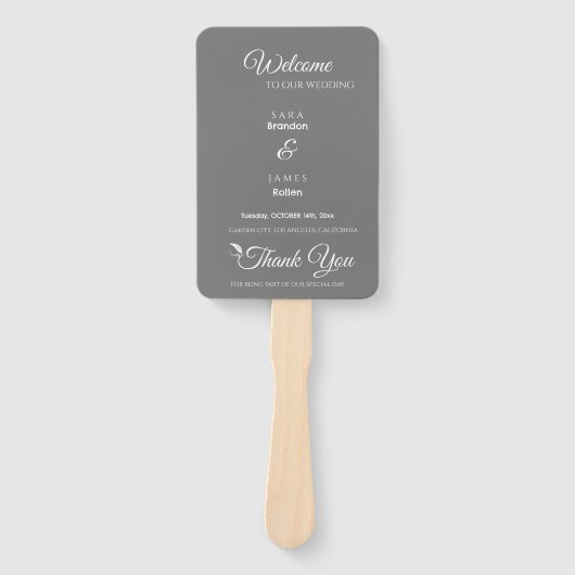 Éventail Programme de mariage de script et chronologie Grey (Devant)