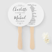 Éventail Programme De Mariage De Script Moderne Noir Et Bla (Devant et derrière)