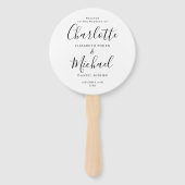 Éventail Programme De Mariage De Script Moderne Noir Et Bla (Devant)