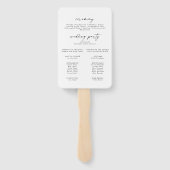 Éventail Programme de mariage de script moderne Ventilateur (Dos)