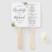 Éventail Programme de mariage de signature Feuille de verdu (Devant et derrière)