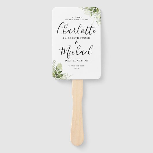 Éventail Programme de mariage de signature Feuille de verdu (Devant)