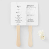 Éventail Programme de mariage de typographie écrite à la ma (Devant et derrière)