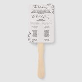 Éventail Programme de mariage de typographie florale (Dos)
