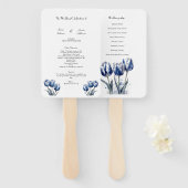 Éventail Programme de mariage Delft Blue Tulip (Devant et derrière)