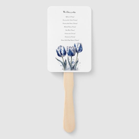 Éventail Programme de mariage Delft Blue Tulip (Dos)