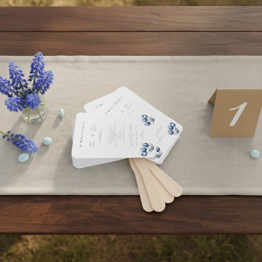 Éventail Programme de mariage Delft Blue Tulip