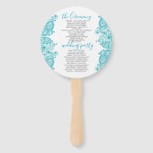 Éventail Programme de mariage-Dentelle de marbre turquoise (Devant)