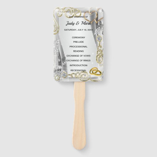 Éventail Programme De Mariage Des Anneaux Et Des Coeurs Mar (Devant)