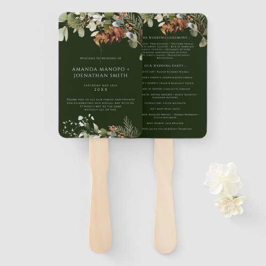 Éventail Programme de mariage des arrangements floraux d'aq (Devant et derrière)