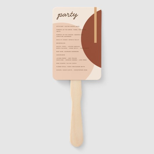 Éventail Programme de mariage des cercles Abstraits aux ton (Dos)