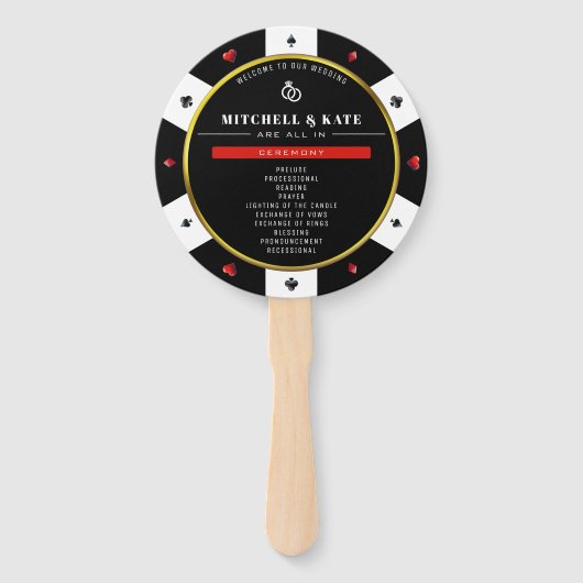 Éventail Programme de mariage des chips de poker (Devant)