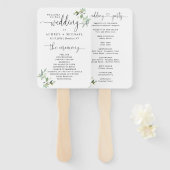 Éventail Programme de mariage des coeurs du feuillage végét (Devant et derrière)