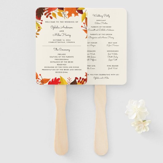 Éventail Programme de mariage des congés d'automne (Devant et derrière)