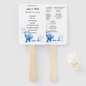 Éventail Programme De Mariage Des Doves Et Des Fleurs Bleue (Devant et derrière)