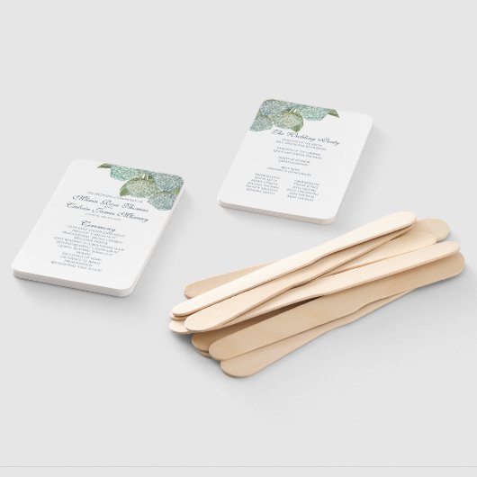 Éventail Programme de mariage des fans de Blue Hydrangea (Non-assemblé)