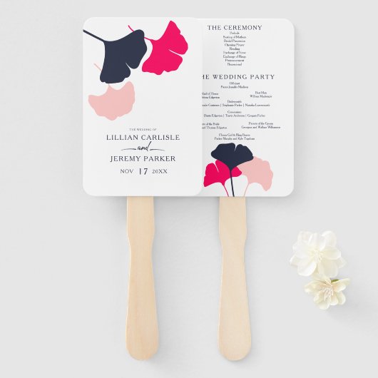 Éventail Programme de mariage des Feuilles de la Marine mod (Devant et derrière)