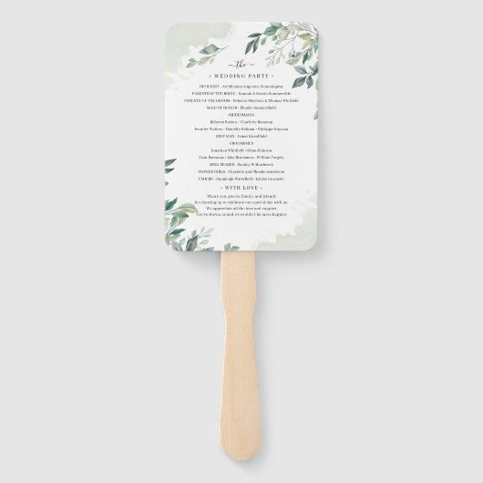 Éventail Programme de mariage des Feuilles de l'Eucalyptus  (Dos)