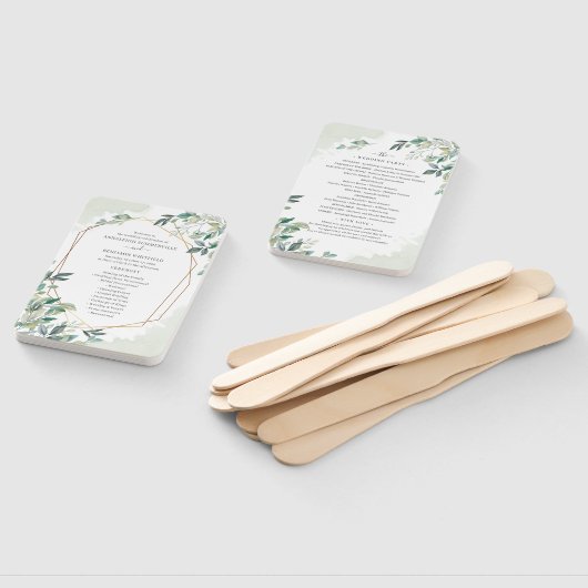 Éventail Programme de mariage des Feuilles de l'Eucalyptus  (Non-assemblé)