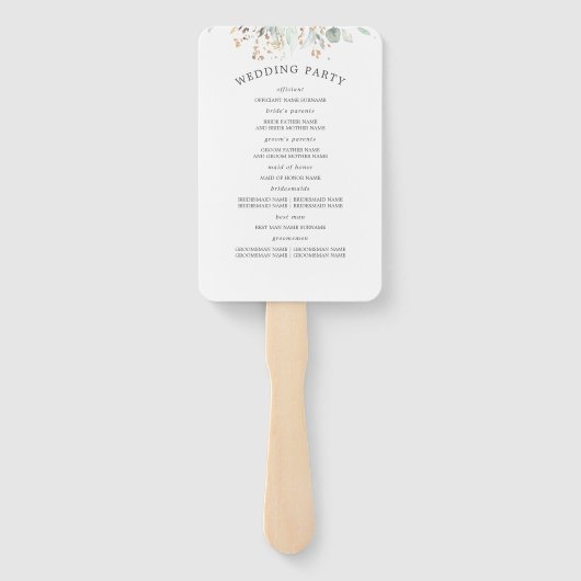 Éventail Programme de mariage des Feuilles de verdure et d' (Dos)