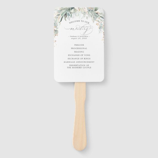 Éventail Programme de mariage des Feuilles de verdure et d' (Devant)