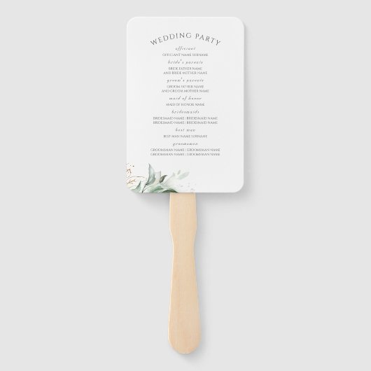 Éventail Programme de mariage des Feuilles de verdure et d' (Dos)