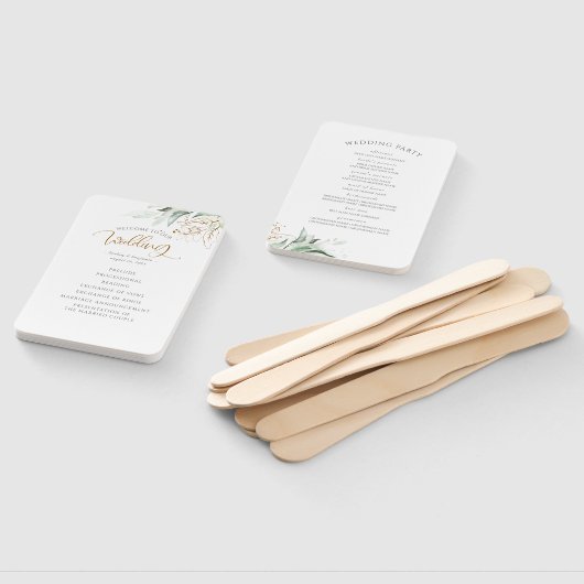Éventail Programme de mariage des Feuilles de verdure et d' (Non-assemblé)