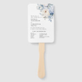 Éventail Programme de mariage des fleurs bleues et blanches (Devant)