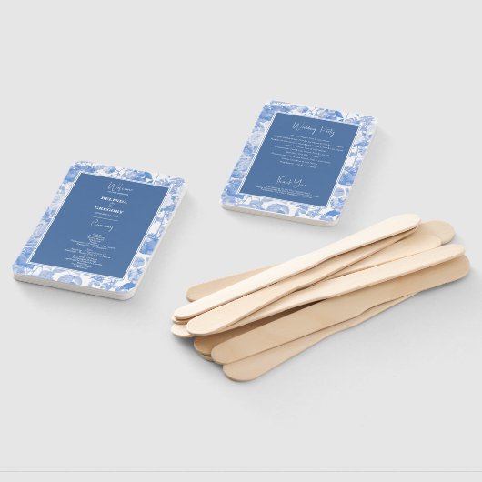 Éventail Programme de mariage des fleurs botaniques d'aquar (Non-assemblé)