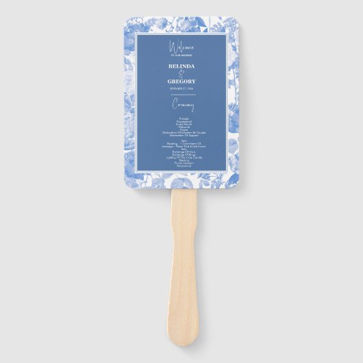 Éventail Programme de mariage des fleurs botaniques d'aquar (Devant)