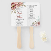 Éventail Programme de mariage des fleurs d'aquarelle en ter (Devant et derrière)