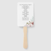 Éventail Programme de mariage des fleurs d'aquarelle en ter (Dos)