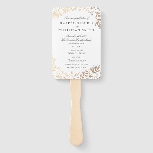 Éventail Programme de mariage des fleurs de récolte (Devant)