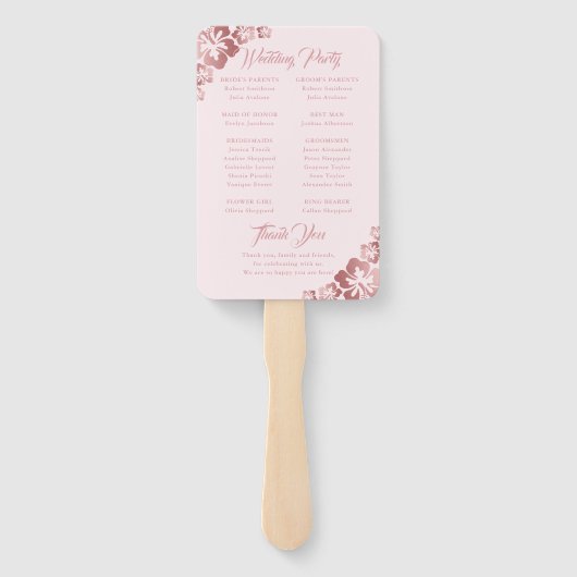 Éventail Programme de mariage des fleurs d'Hibiscus Tropica (Dos)