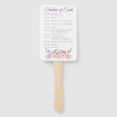 Éventail Programme de mariage des fleurs roses de l'aquarel (Dos)