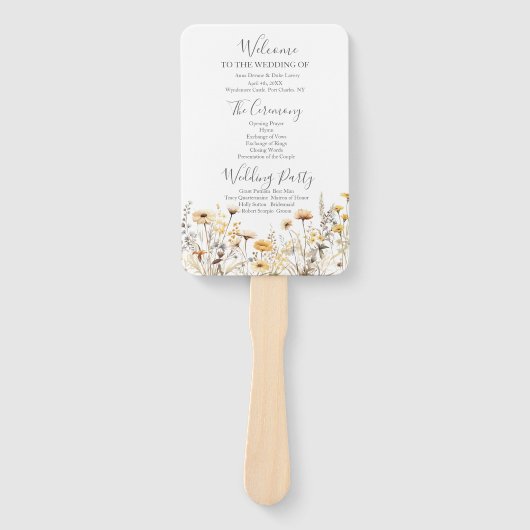 Éventail Programme de mariage des fleurs sauvages (Devant)