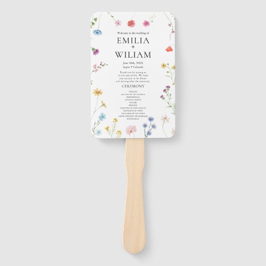 Éventail Programme de mariage des Fleurs sauvages botanique (Devant)