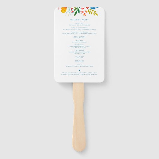 Éventail Programme de mariage des Fleurs sauvages d'aquarel (Dos)