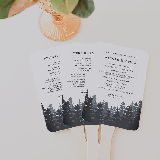 Éventail Programme de mariage des forêts d'hiver
