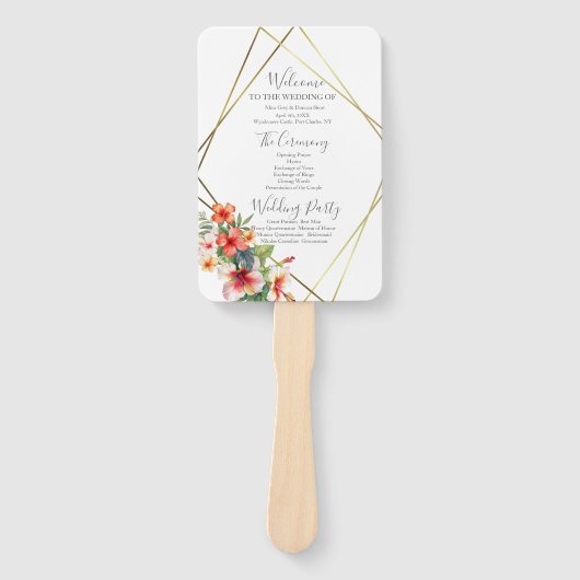 Éventail Programme de mariage des hibiscus tropicaux (Devant)