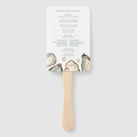 Éventail Programme de mariage des huîtres d'aquarelle côtiè (Dos)