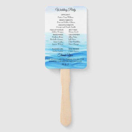 Éventail Programme de mariage des marées romantiques (Dos)