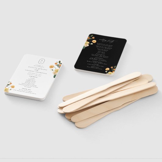 Éventail Programme de mariage des monogrammes floraux d'agr (Non-assemblé)