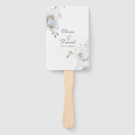 Éventail Programme de mariage des orchidées blanches d'Eleg (Devant)