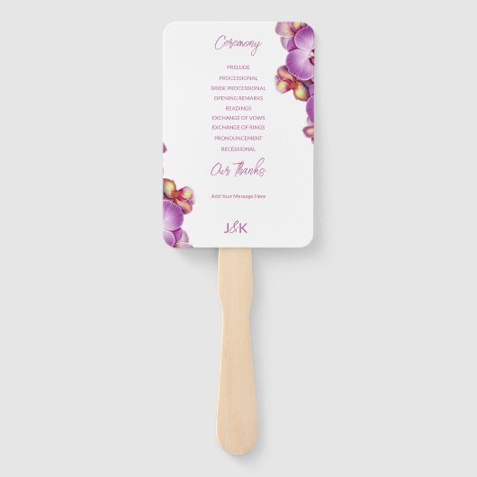 Éventail Programme de mariage des orchidées florales Ensemb (Dos)