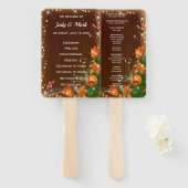 Éventail Programme de mariage des papillons floraux en bois (Devant et derrière)